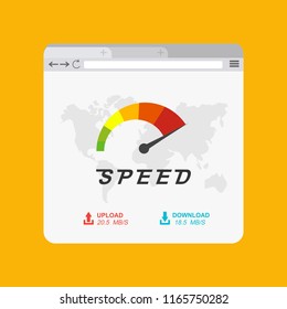 Loading speed analysis of a website, page loading software flat vector illustration with icons