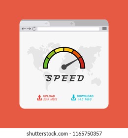 Loading speed analysis of a website, page loading software flat vector illustration with icons