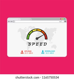 Loading speed analysis of a website, page loading software flat vector illustration with icons
