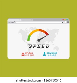 Loading speed analysis of a website, page loading software flat vector illustration with icons