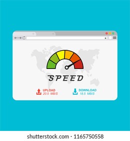 Loading speed analysis of a website, page loading software flat vector illustration with icons