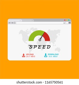 Loading speed analysis of a website, page loading software flat vector illustration with icons
