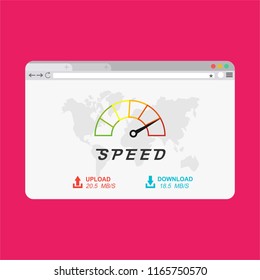 Loading speed analysis of a website, page loading software flat vector illustration with icons
