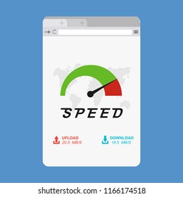 Loading speed analysis of a website, page loading software flat vector illustration with icons
