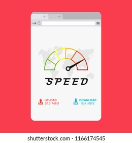 Loading speed analysis of a website, page loading software flat vector illustration with icons