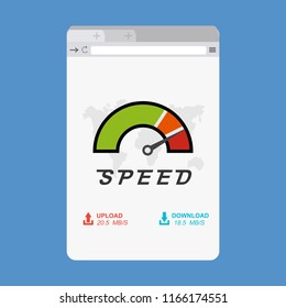 Loading speed analysis of a website, page loading software flat vector illustration with icons