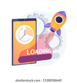 Loading speed boost. Fast internet browser, modern online technology, accelerated download time. Smartphone performance optimization, improvement. Vector isolated concept metaphor illustration