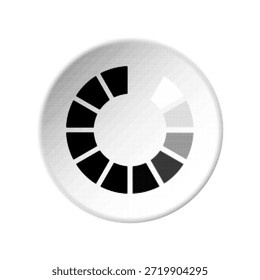 Cargando spinner en estilo semitono. Icono de indicador de progreso circular en blanco y negro. Ilustración de tecnología retro para buffering, Descarga, espera o concepto de proceso de sistema aislado sobre fondo blanco.