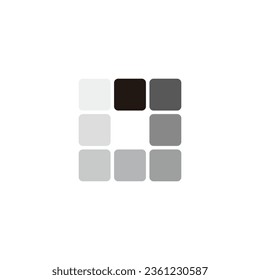 Loading, squares, letter o geometric symbol simple logo vector