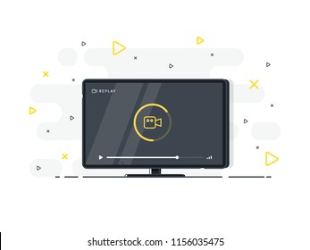 Loading stream TV. Flat LED television display on white background. Vector Illustration.