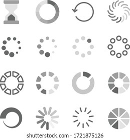 Loading symbol icon set vector illustration. Contains such icon as Hourglass, Waiting, Processing, Loader, Time, Buffering and more. Expanded Stroke