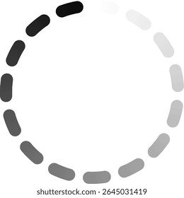 Loading symbol with rounded shapes gradually fading, representing progress or buffering, ideal for user interface design and software applications