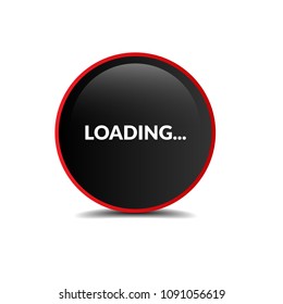 Loading text vector illustration and glossy button