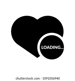 Loading text vector illustration and heart symbol
