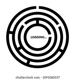 Loading text vector illustration and labyrinth