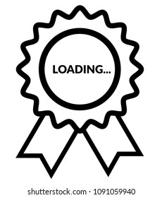Loading text vector illustration and quality guarantee symbol
