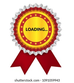 Loading text vector illustration and quality guarantee symbol