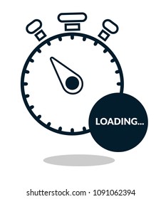 Loading text vector illustration and stopwatch