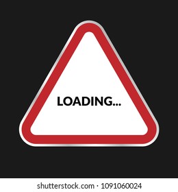 Loading text vector illustration and and  triangular sign