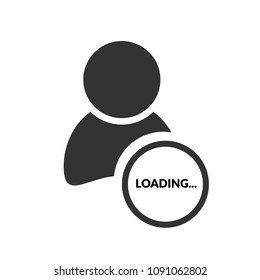 Loading text vector illustration and user symbol
