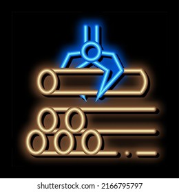 loading timber wood machine neon light sign vector. Glowing bright icon loading timber wood machine sign. transparent symbol illustration
