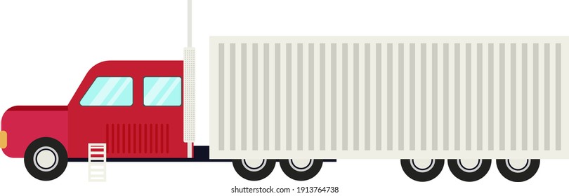 Cargando camión, ilustración, vector sobre un fondo blanco.
