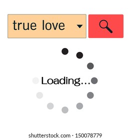 Loading true love, find true love concept. Vector illustration.
