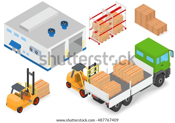 Loading Unloading Truck Warehouse Stock Vector (Royalty Free) 487767409 ...