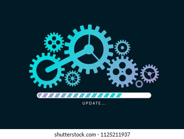 Loading or updating files with mechanism illustration. Vector illustration design.