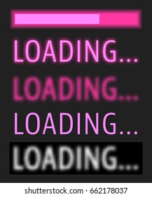 Loading various text with progress bar. Vector illustration.