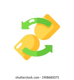 Loading vector flat color icon. Waiting for data income from remote server. Time needed for application to render different pages. Cartoon style clip art for mobile app. Isolated RGB illustration