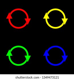 Loading vector, icon, color set. Black background