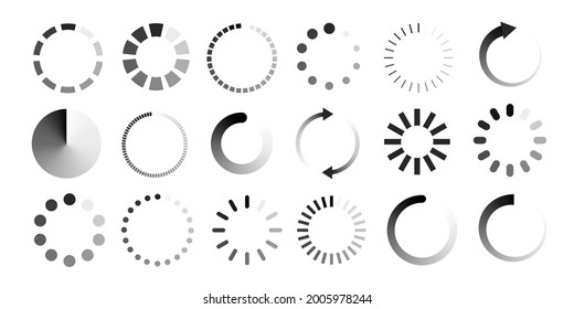 Loading vector icon set isolated on white background. Load symbol, download sign, progress loading website. 10 eps