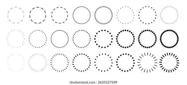 Loading vector icons. Circular and linear progress indicators, download and upload symbols. Isolated signs for web, app, and interface design.