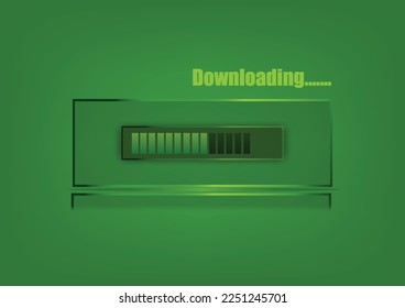 Loading vector illustration and Loading Bar on the screen.Green background.
