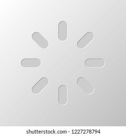 Loading or wait icon. Paper design. Cutted symbol. Pitted style