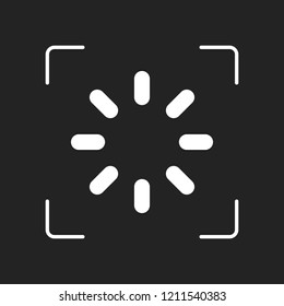Loading or wait icon. White object in camera autofocus on dark background