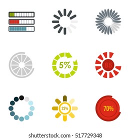 Loading and waiting icons set. Flat illustration of 9 loading and waiting vector icons for web