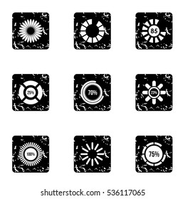 Loading and waiting icons set. Grunge illustration of 9 loading and waiting vector icons for web