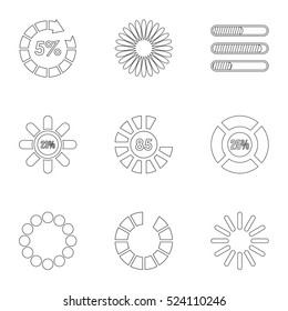 Loading and waiting icons set. Outline illustration of 9 loading and waiting vector icons for web