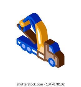 loading wood machine icon vector. isometric loading wood machine sign. color isolated symbol illustration