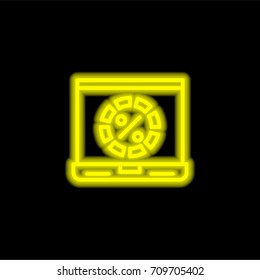 Loading yellow glowing neon ui ux icon. Glowing sign logo vector