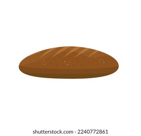 Pan de pan negro aislado. Ilustración de vector plana de pastelería.