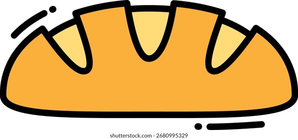 Loaf of Bread Ilustração de Ícone de Desenho Animado