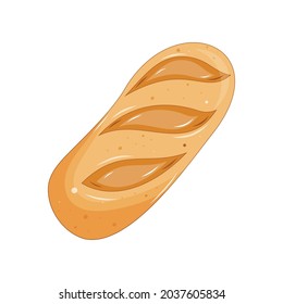 A loaf or bread in a cartoon style. Delicious breakfast, lunch, dinner, snack. On a white isolated background, EPS 10