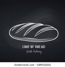 Loaf Of Bread, Chalkboard Style. Outline Vector Icon For Bakery Shop Or Food Design. Vector Illustration