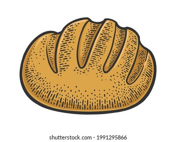 Loaf of bread color line art sketch engraving vector illustration. T-shirt apparel print design. Scratch board imitation. Black and white hand drawn image.