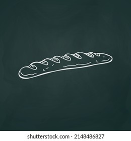 Loaf of bread french baguette thin white lines on a textural dark background - Vector illustration
