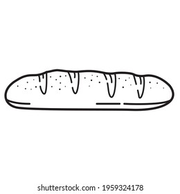 Loaf  bread. Fresh bakery,sweet food.Outline vector illustration.Design element for bakery. 