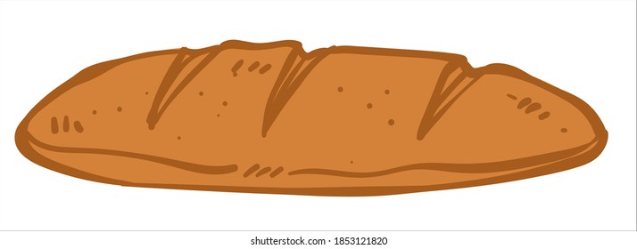 Loaf of bread freshly baked food. Cooking and preparing meal at home or buying products at bakery. Eating dinner at diner. Organic production made of rye flour and grains. Vector in flat style